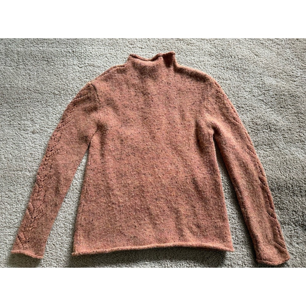 Sundance Orange Speckled Open Knit‎ Mock Neck Sweater Size Small - Picture 7 of 8